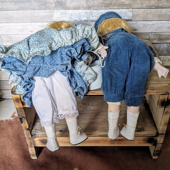 Vintage Jack & Jill Porcelain Dolls With Bucket - Picture 11 of 14